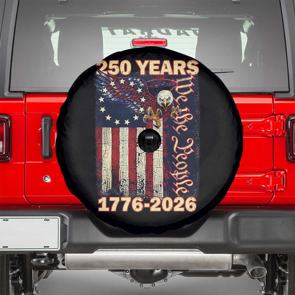 250th Anniversary USA Patriotic Spare Tire Cover 250 Years We The People Vintage Bald Eagle