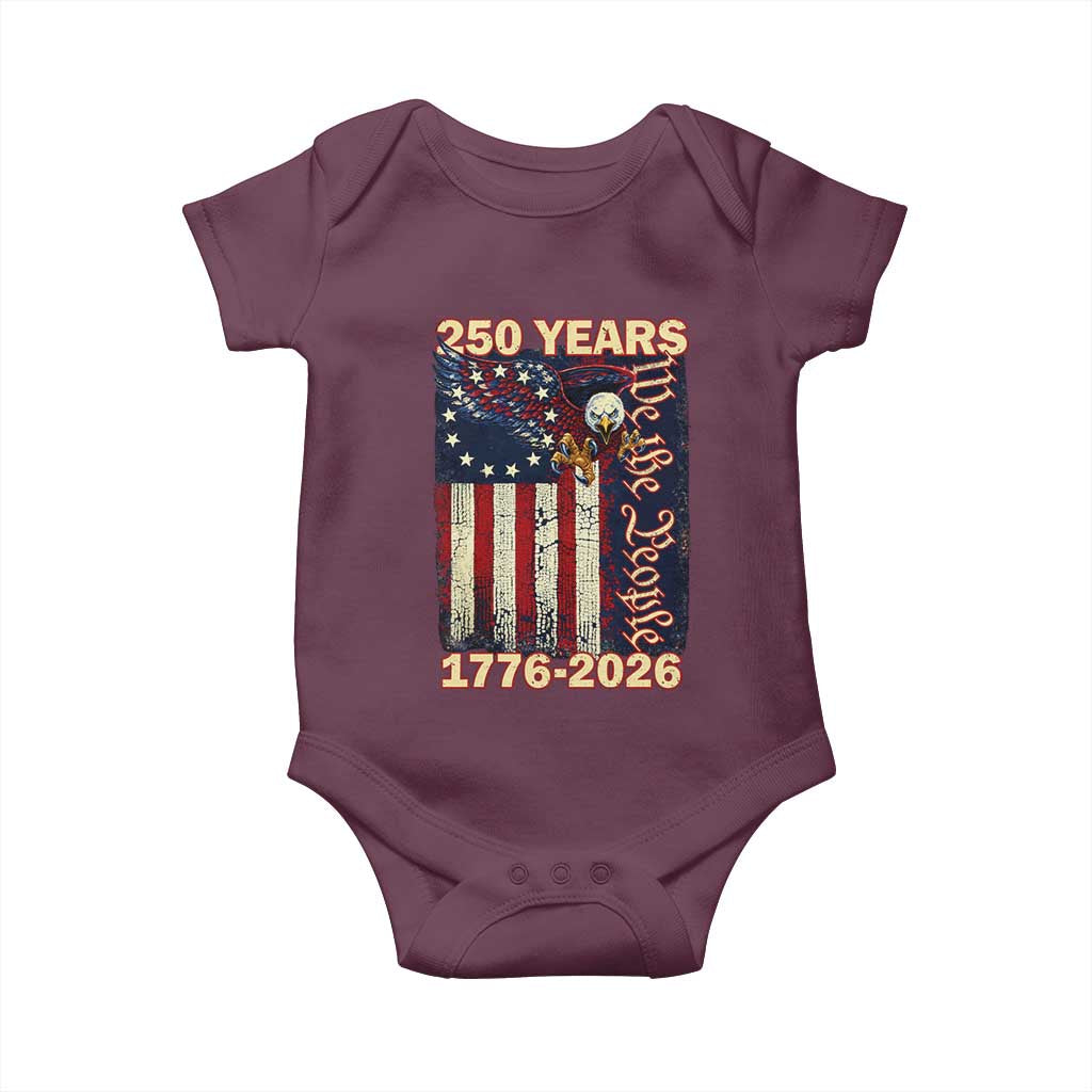 250th Anniversary USA Patriotic Baby Onesie 250 Years We The People Vintage Bald Eagle