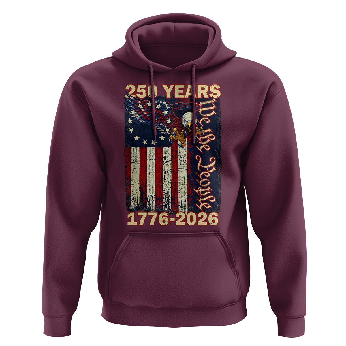 250th Anniversary USA Patriotic Hoodie 250 Years We The People Vintage Bald Eagle