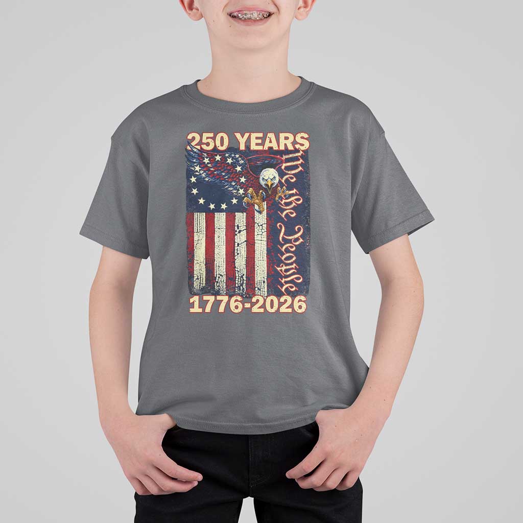 250th Anniversary USA Patriotic T Shirt For Kid 250 Years We The People Vintage Bald Eagle