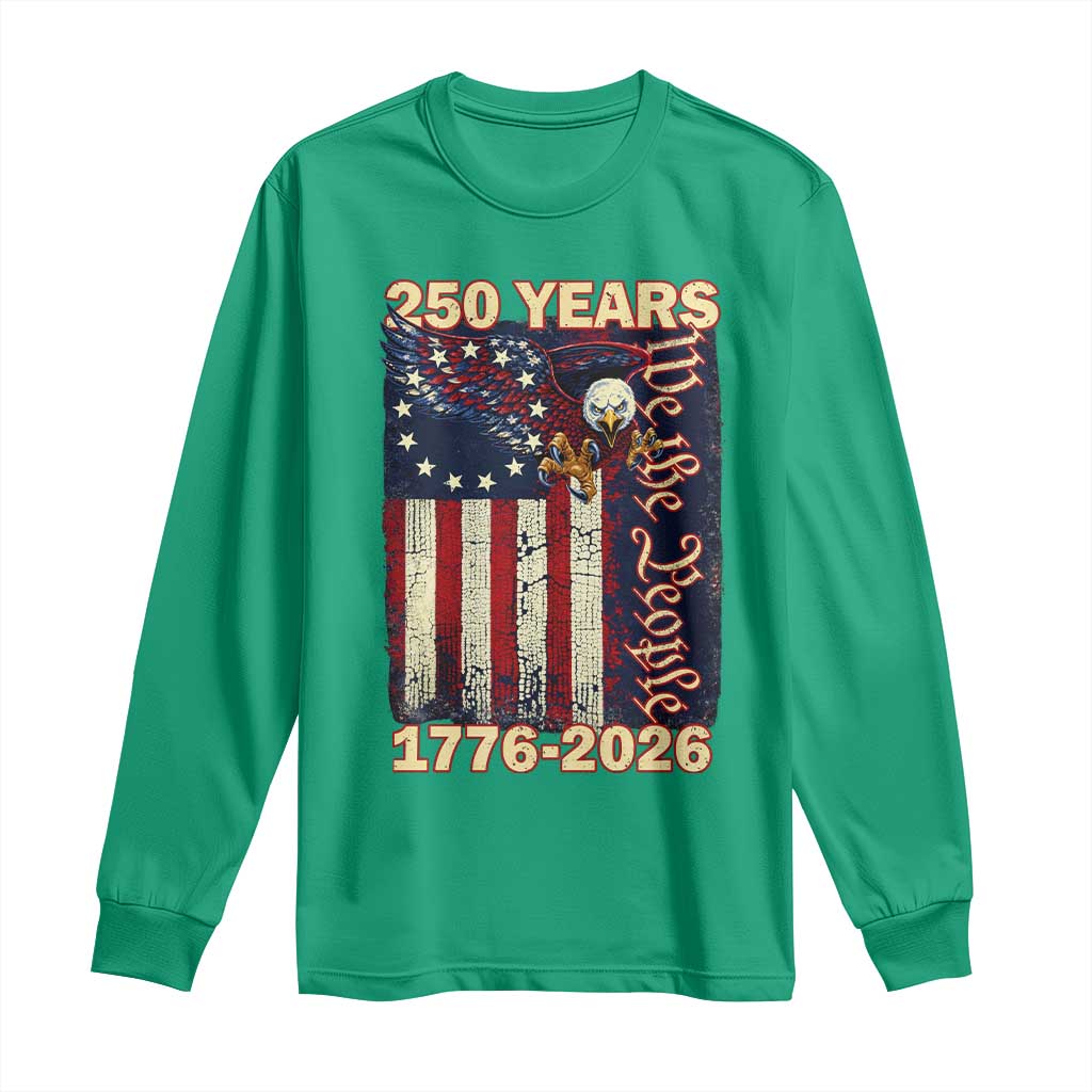 250th Anniversary USA Patriotic Long Sleeve Shirt 250 Years We The People Vintage Bald Eagle