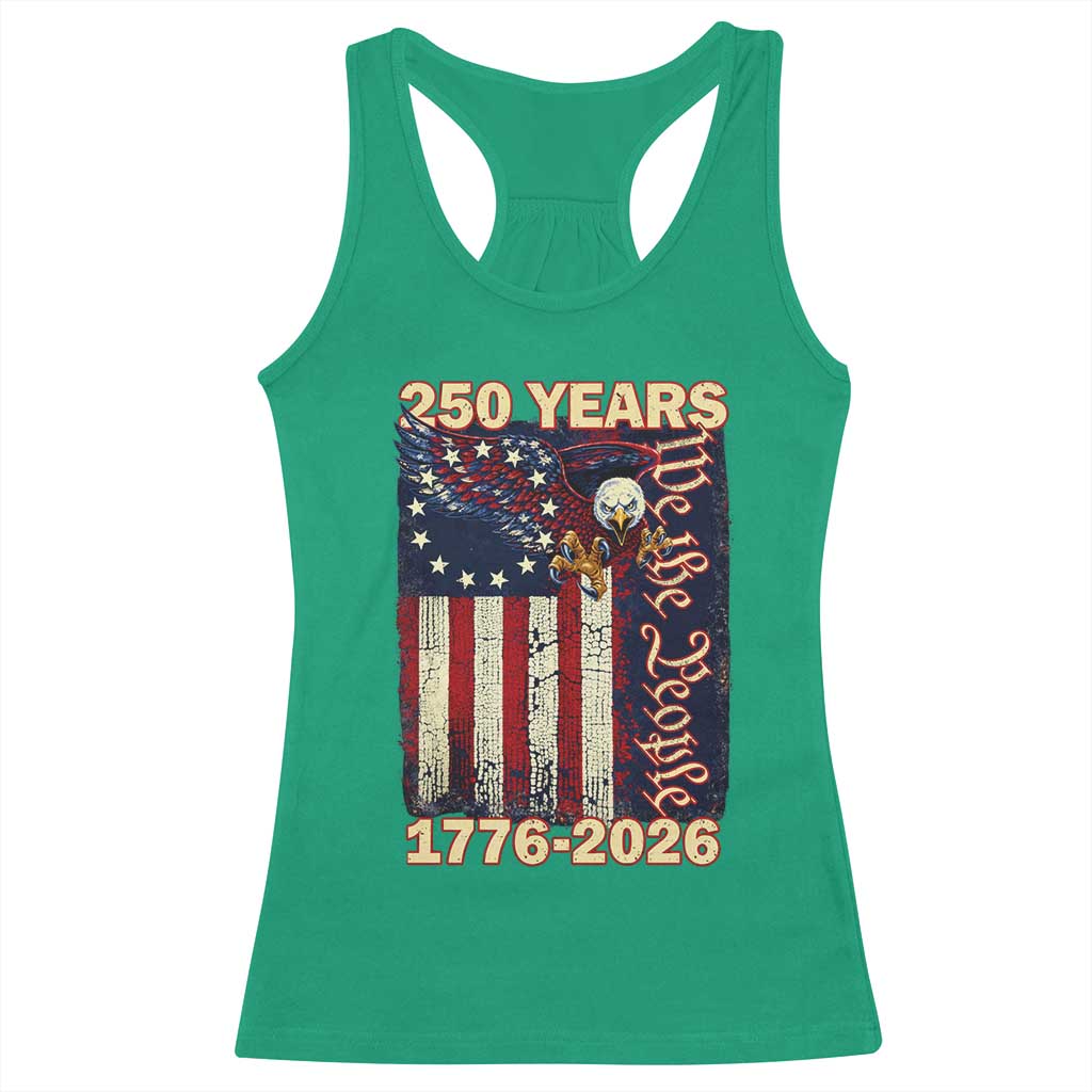 250th Anniversary USA Patriotic Racerback Tank Top 250 Years We The People Vintage Bald Eagle