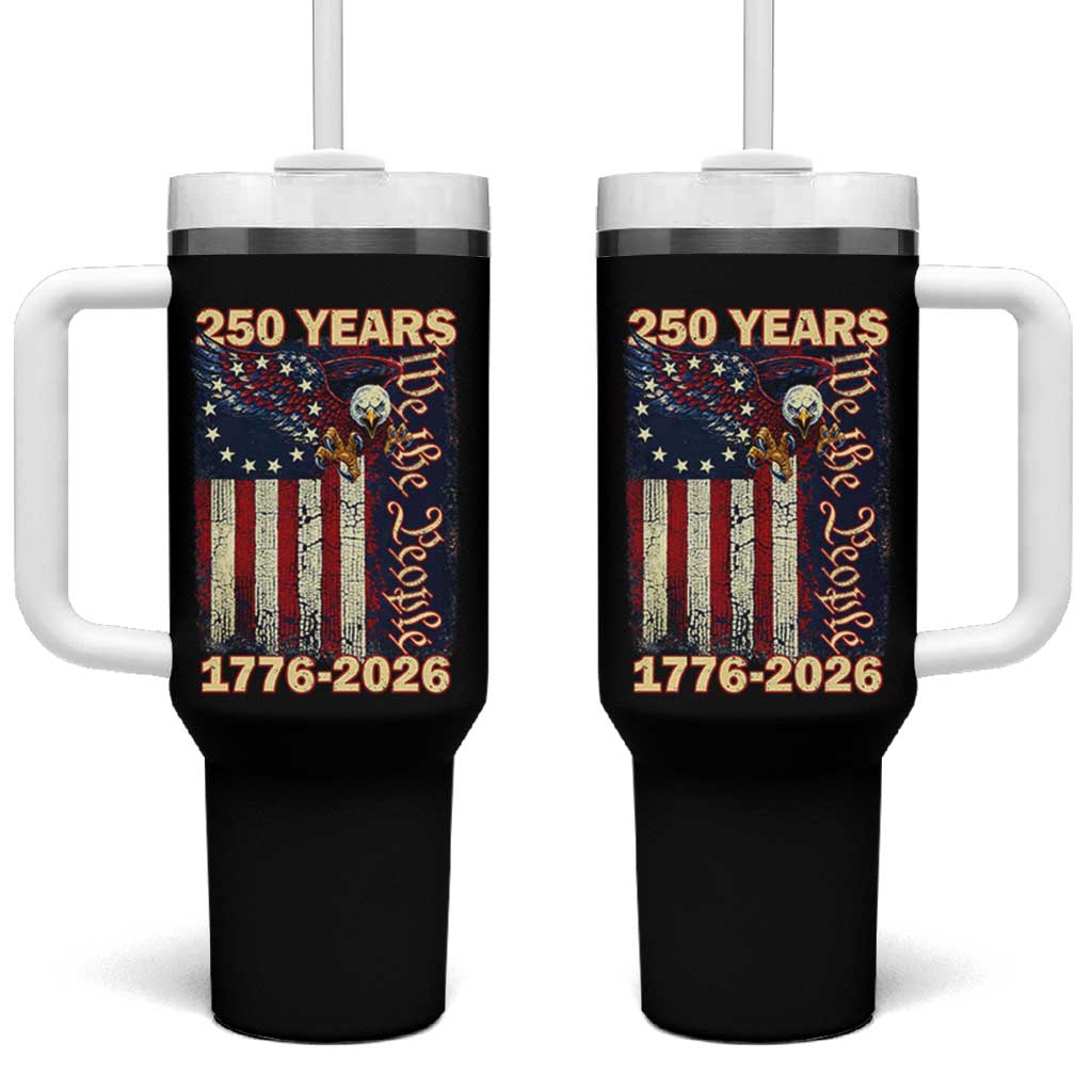 250th Anniversary USA Patriotic Tumbler With Handle 250 Years We The People Vintage Bald Eagle