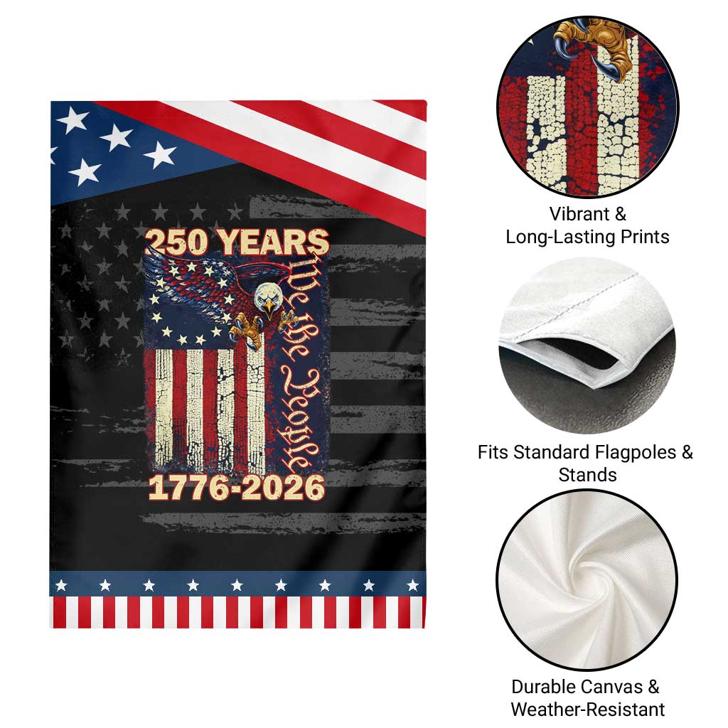 250th Anniversary USA Patriotic Garden Flag 250 Years We The People Vintage Bald Eagle