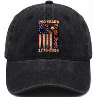 250th Anniversary USA Patriotic Washed Cotton Baseball Cap 250 Years We The People Vintage Bald Eagle