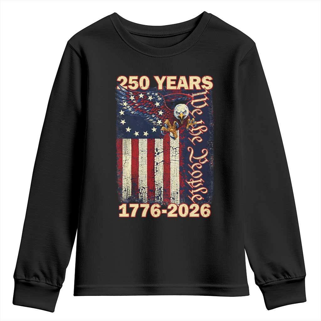 250th Anniversary USA Patriotic Youth Sweatshirt 250 Years We The People Vintage Bald Eagle