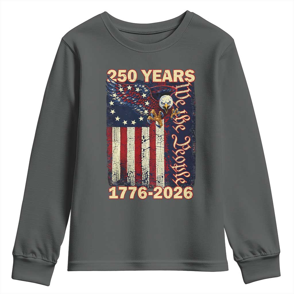 250th Anniversary USA Patriotic Youth Sweatshirt 250 Years We The People Vintage Bald Eagle