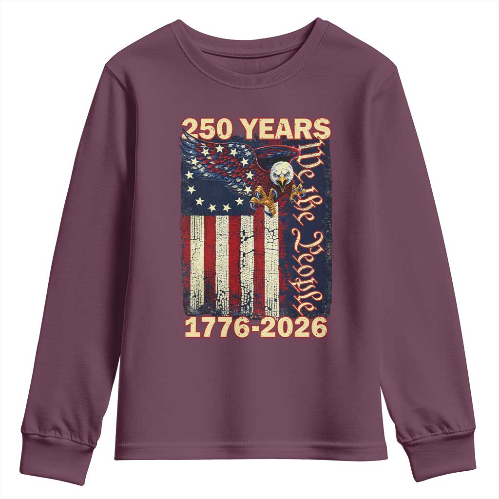 250th Anniversary USA Patriotic Youth Sweatshirt 250 Years We The People Vintage Bald Eagle
