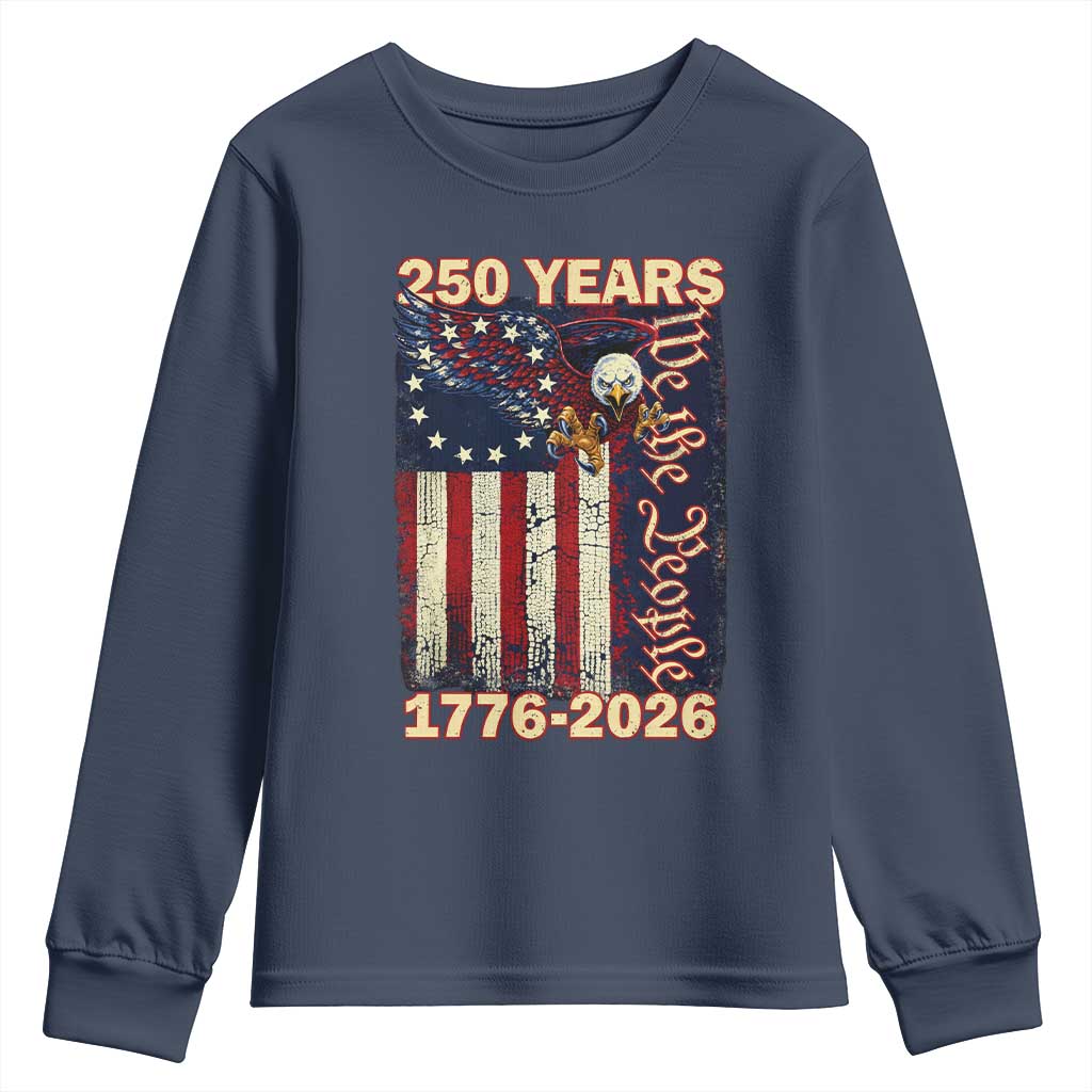 250th Anniversary USA Patriotic Youth Sweatshirt 250 Years We The People Vintage Bald Eagle
