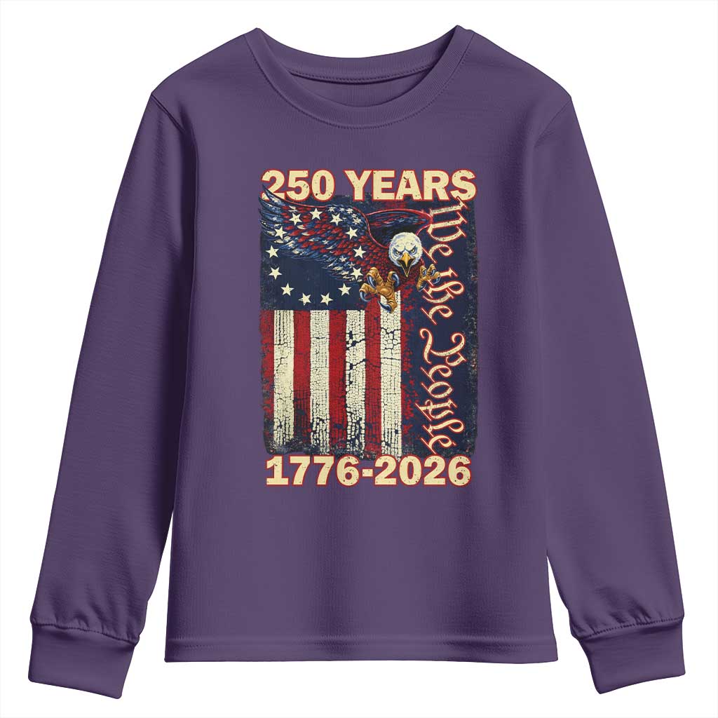 250th Anniversary USA Patriotic Youth Sweatshirt 250 Years We The People Vintage Bald Eagle