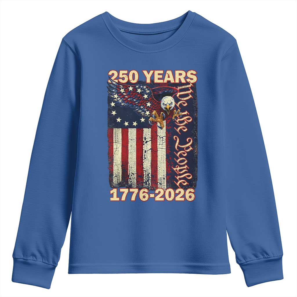 250th Anniversary USA Patriotic Youth Sweatshirt 250 Years We The People Vintage Bald Eagle