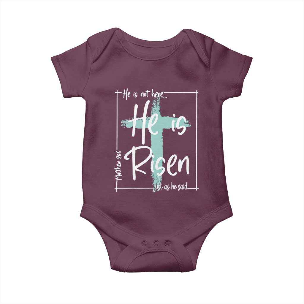 Easter He Is Risen Baby Onesie He Is Not Here Christian Cross