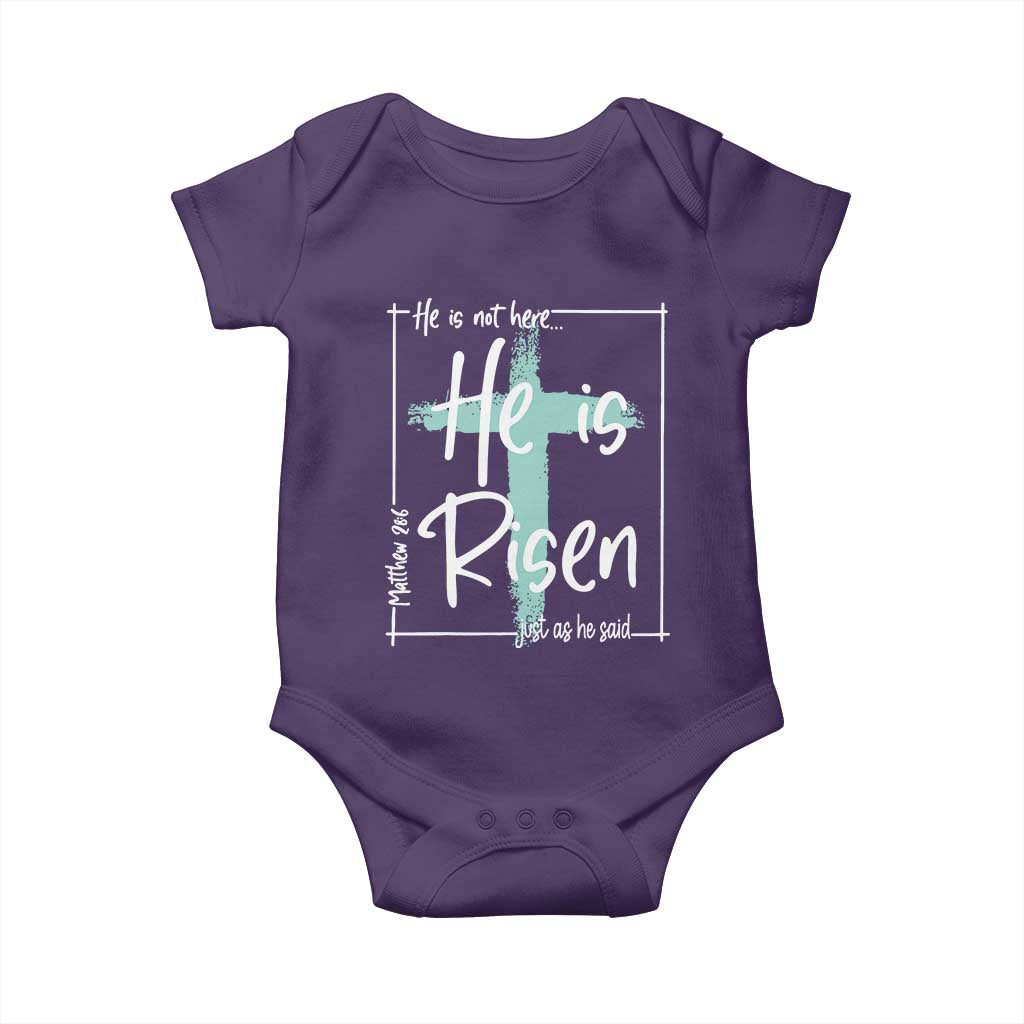 Easter He Is Risen Baby Onesie He Is Not Here Christian Cross