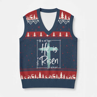 Easter He Is Risen V-Neck Knit Sweater Vest He Is Not Here Christian Cross