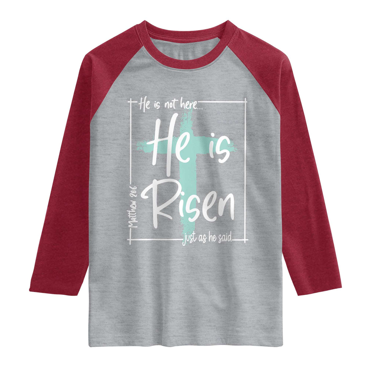 Easter He Is Risen Raglan Shirt He Is Not Here Christian Cross