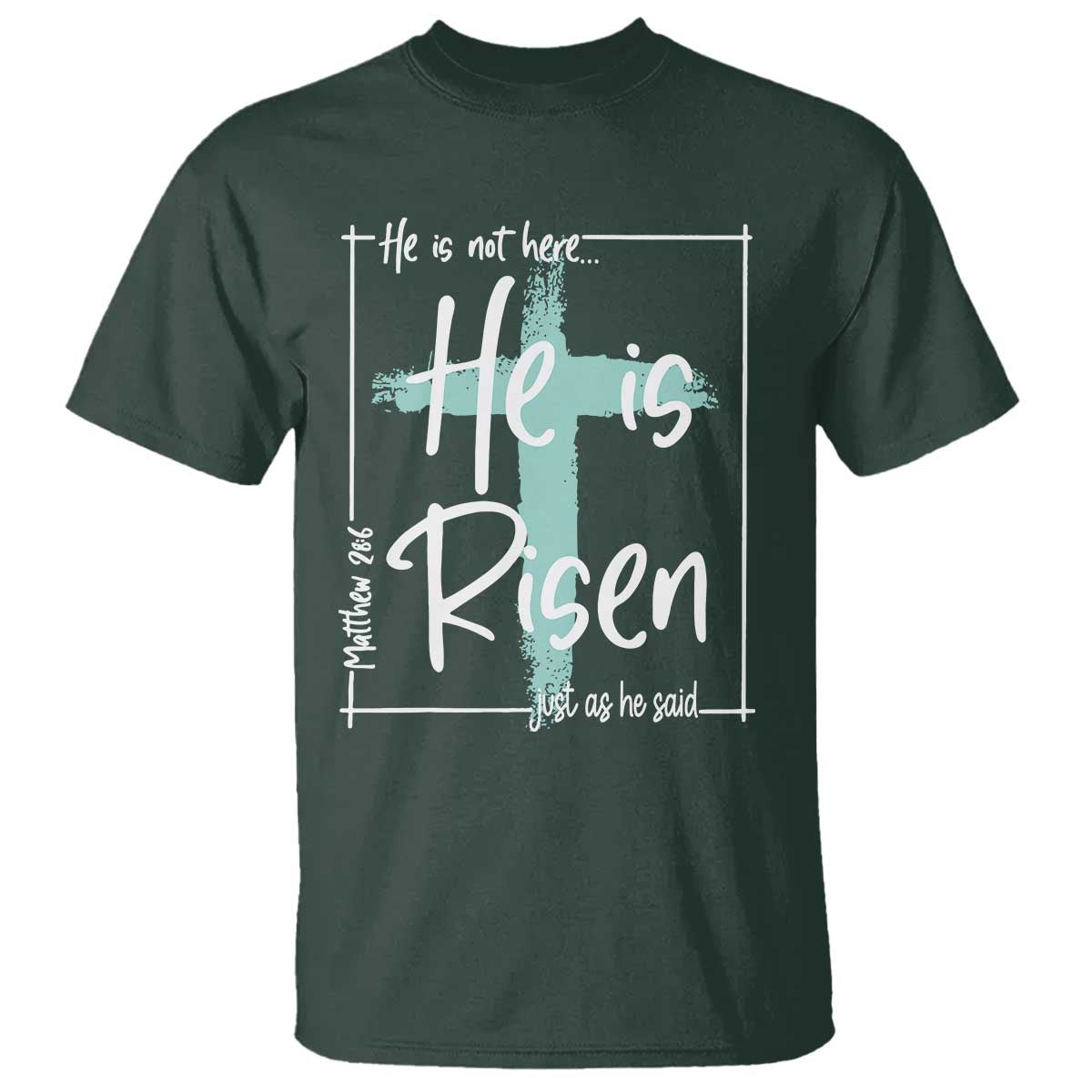 Easter He Is Risen T Shirt He Is Not Here Christian Cross