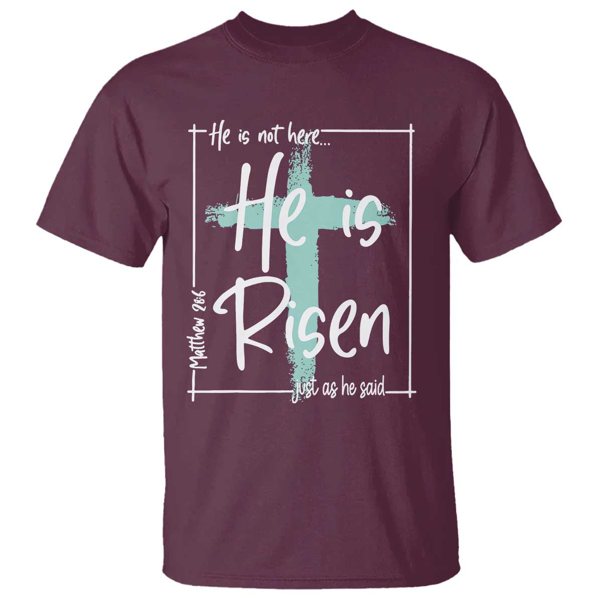 Easter He Is Risen T Shirt He Is Not Here Christian Cross