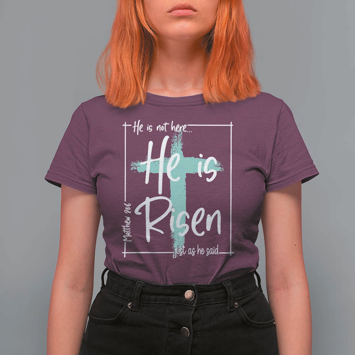 Easter He Is Risen T Shirt For Women He Is Not Here Christian Cross