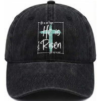 Easter He Is Risen Washed Cotton Baseball Cap He Is Not Here Christian Cross