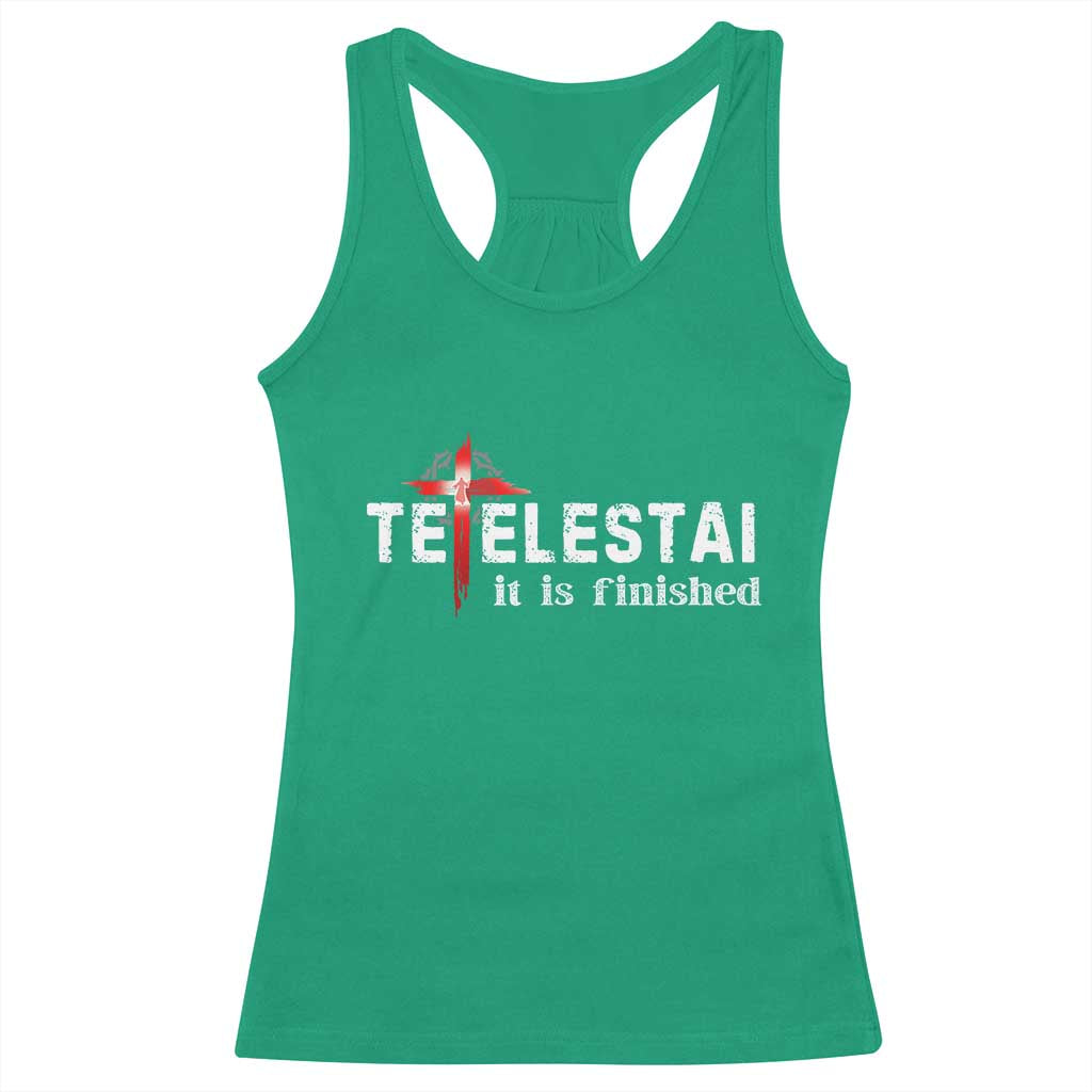 Tetelestai It Is Finished Racerback Tank Top Jesus Last Words Christian Easter