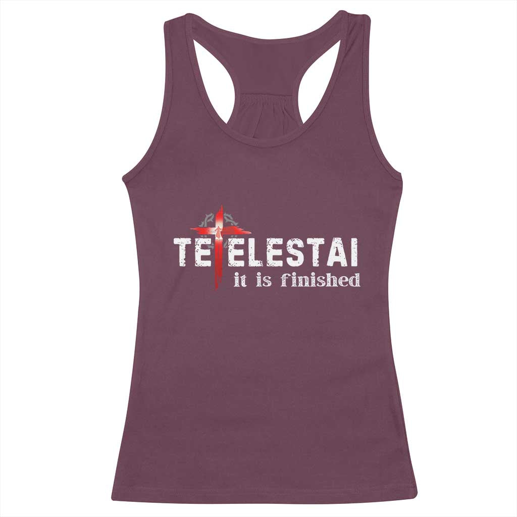 Tetelestai It Is Finished Racerback Tank Top Jesus Last Words Christian Easter