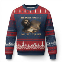Jesus He Dided For Me So I Live For Him Ugly Christmas Sweater Christian Religious Bible