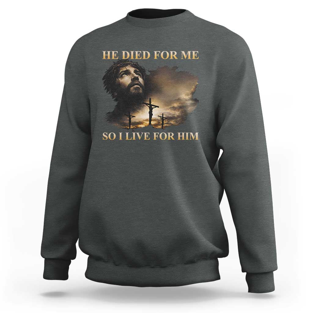 Jesus He Dided For Me So I Live For Him Sweatshirt Christian Religious Bible