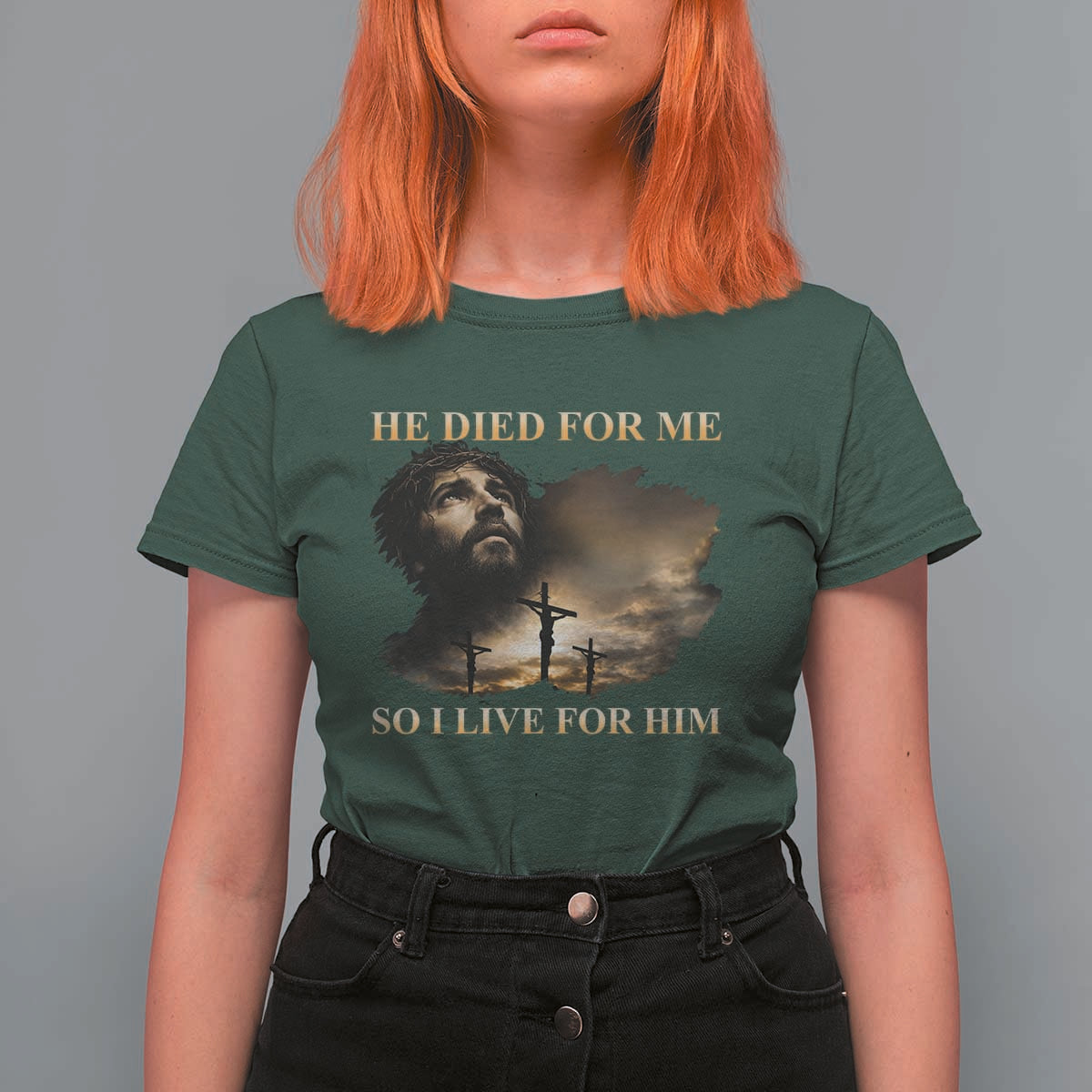 Jesus He Dided For Me So I Live For Him T Shirt For Women Christian Religious Bible