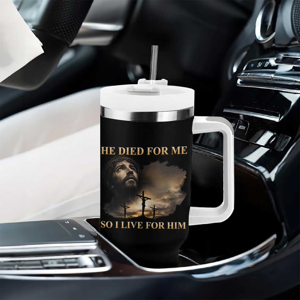 Jesus He Dided For Me So I Live For Him Tumbler With Handle Christian Religious Bible