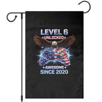 Funny 6th Birthday Garden Flag Level 6 Unlocked Awesome Since 2020 USA Gamer