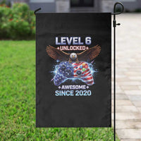 Funny 6th Birthday Garden Flag Level 6 Unlocked Awesome Since 2020 USA Gamer