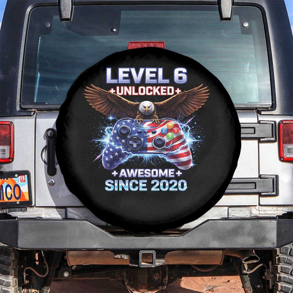 Funny 6th Birthday Spare Tire Cover Level 6 Unlocked Awesome Since 2020 USA Gamer