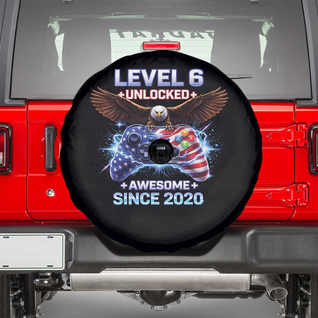 Funny 6th Birthday Spare Tire Cover Level 6 Unlocked Awesome Since 2020 USA Gamer