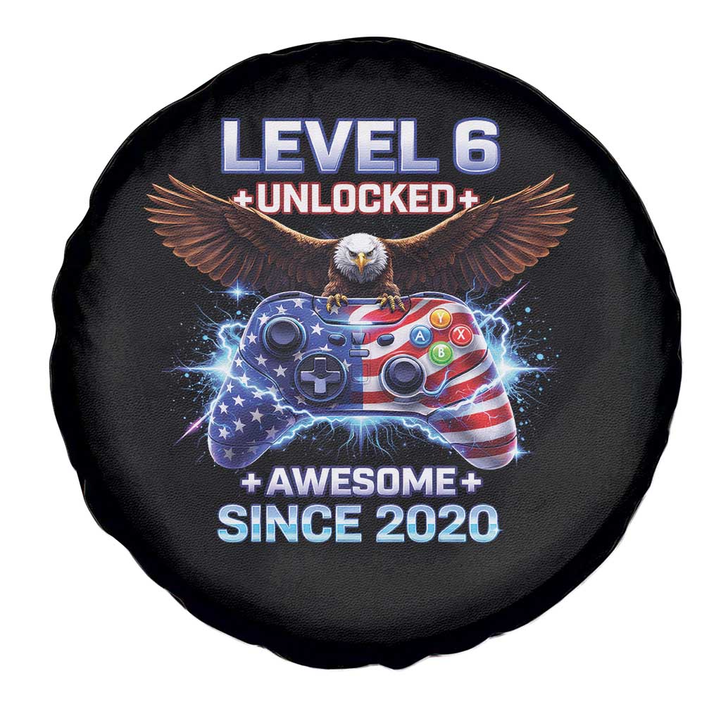 Funny 6th Birthday Spare Tire Cover Level 6 Unlocked Awesome Since 2020 USA Gamer