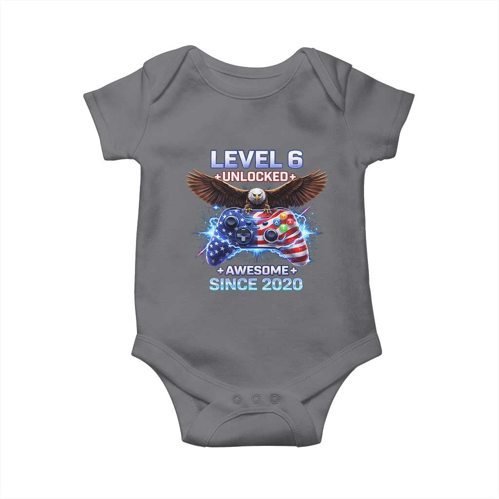Funny 6th Birthday Baby Onesie Level 6 Unlocked Awesome Since 2020 USA Gamer