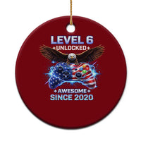 Funny 6th Birthday Ceramic Ornament Level 6 Unlocked Awesome Since 2020 USA Gamer