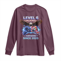 Funny 6th Birthday Long Sleeve Shirt Level 6 Unlocked Awesome Since 2020 USA Gamer