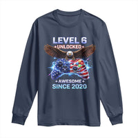 Funny 6th Birthday Long Sleeve Shirt Level 6 Unlocked Awesome Since 2020 USA Gamer