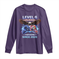Funny 6th Birthday Long Sleeve Shirt Level 6 Unlocked Awesome Since 2020 USA Gamer