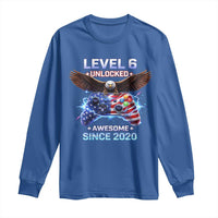 Funny 6th Birthday Long Sleeve Shirt Level 6 Unlocked Awesome Since 2020 USA Gamer