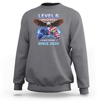 Funny 6th Birthday Sweatshirt Level 6 Unlocked Awesome Since 2020 USA Gamer