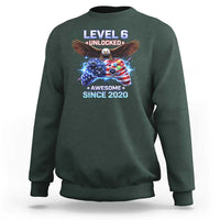 Funny 6th Birthday Sweatshirt Level 6 Unlocked Awesome Since 2020 USA Gamer