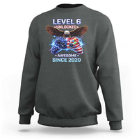 Funny 6th Birthday Sweatshirt Level 6 Unlocked Awesome Since 2020 USA Gamer