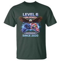 Funny 6th Birthday T Shirt Level 6 Unlocked Awesome Since 2020 USA Gamer