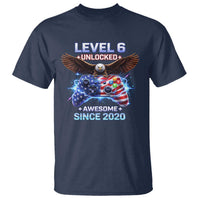 Funny 6th Birthday T Shirt Level 6 Unlocked Awesome Since 2020 USA Gamer