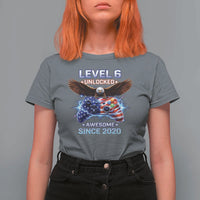 Funny 6th Birthday T Shirt For Women Level 6 Unlocked Awesome Since 2020 USA Gamer