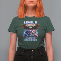 Funny 6th Birthday T Shirt For Women Level 6 Unlocked Awesome Since 2020 USA Gamer