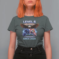 Funny 6th Birthday T Shirt For Women Level 6 Unlocked Awesome Since 2020 USA Gamer