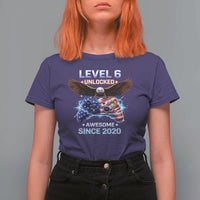 Funny 6th Birthday T Shirt For Women Level 6 Unlocked Awesome Since 2020 USA Gamer
