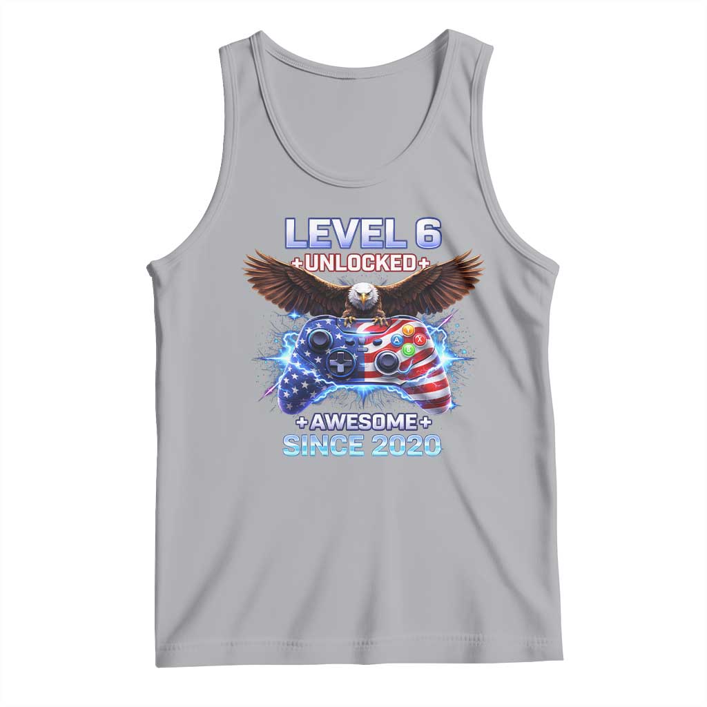 Funny 6th Birthday Tank Top Level 6 Unlocked Awesome Since 2020 USA Gamer